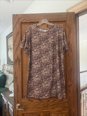 Southern Grace Brown Leopard Print Short Sleeve Dress